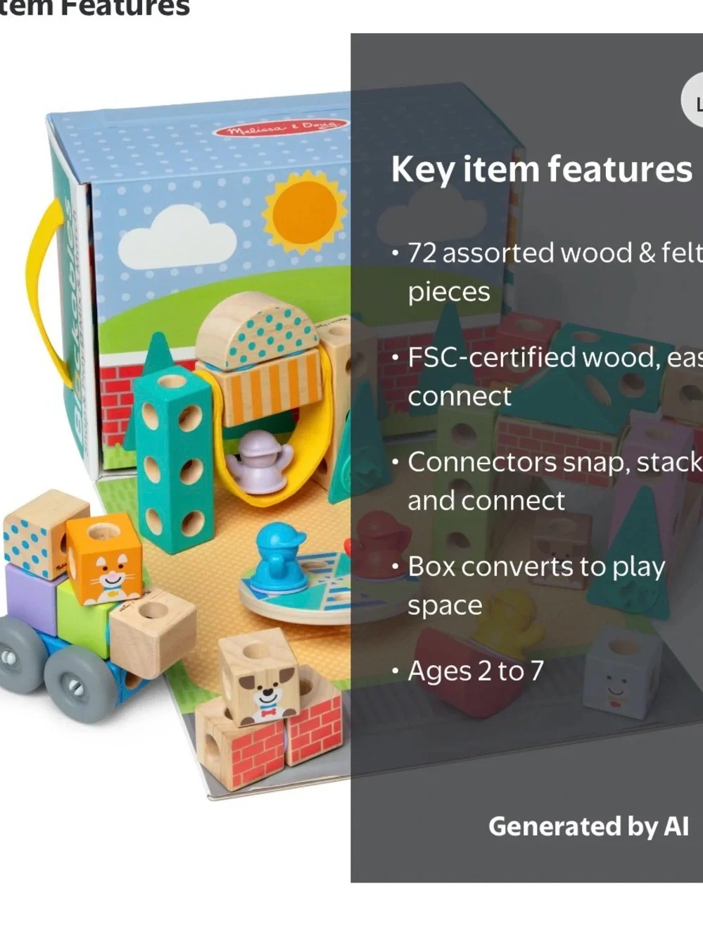 Melissa & Doug Blackables 73-Piece Snap & Play Town Toy Set - Multicolor